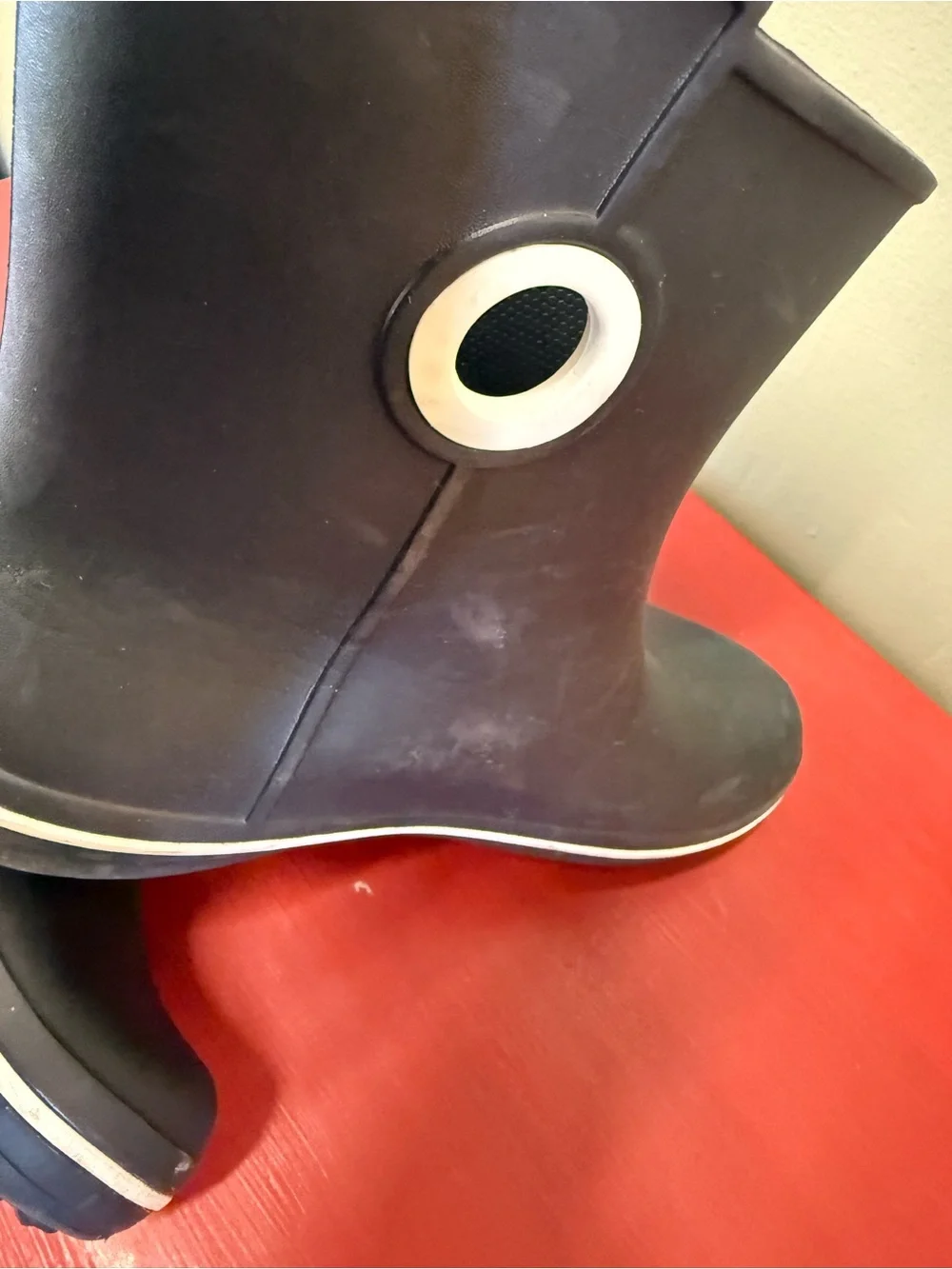 Women’s Croc Black Rain Boots with White Accent